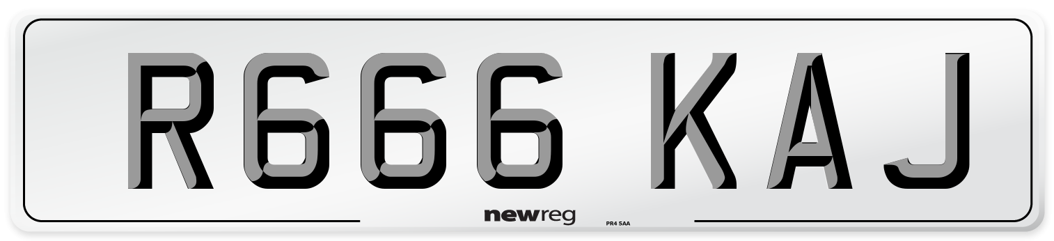 R666 KAJ Number Plate from New Reg